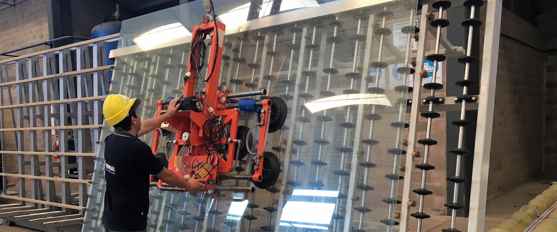 ventosa para movimiento de vidrios con grua